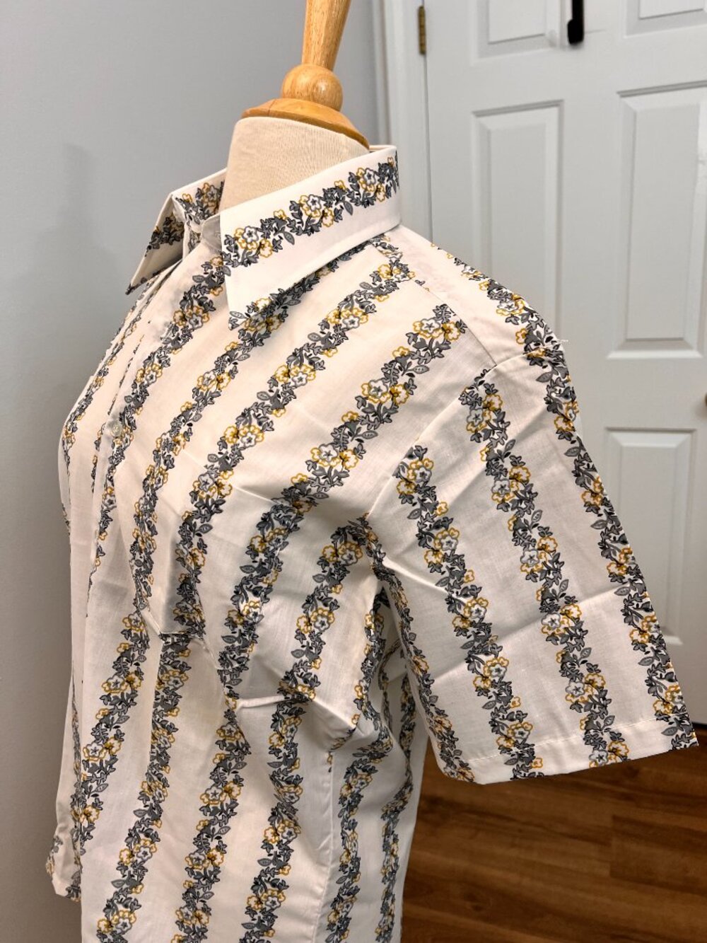 Vintage Retro Mod Short Sleeve Button Down Shirt Pointy Collar Sz M - Picture 9 of 11